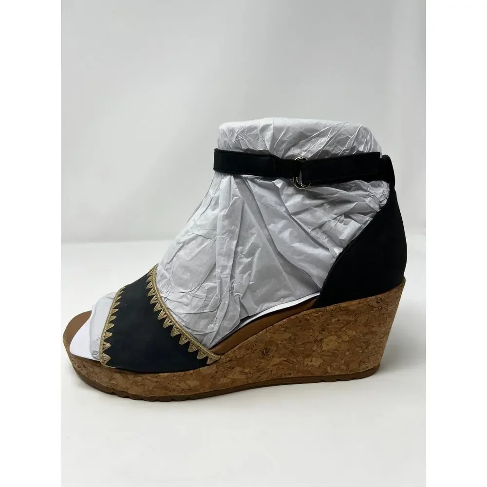 Naturalizer Women's 8M Olly 3 Black Ankle Strap Wedge Sandals